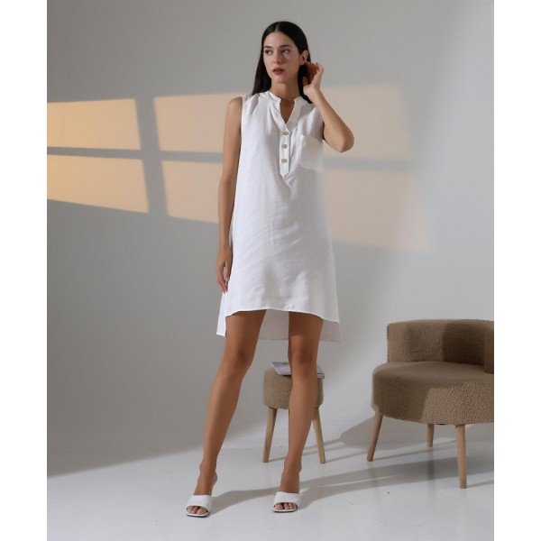 Düğme Detaylı Mini Elbise