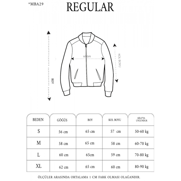 Tam Fermuarlı Uzun Kol Baskılı Bomber Ceket - Siyah