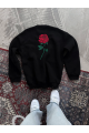 Unisex Bisiklet Yaka Ön Ve Arka Baskılı SweatShirt - Siyah