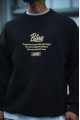 Kışlık Bisiklet Yaka Ön Ve Arka Baskılı SweatShirt - Siyah