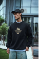 Kışlık Bisiklet Yaka Ön Ve Arka Baskılı SweatShirt - Siyah