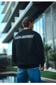 Kışlık Bisiklet Yaka Oversize Baskılı SweatShirt - Siyah