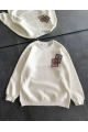 Bisiklet Yaka Baskılı SweatShirt - Beyaz
