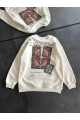 Bisiklet Yaka Baskılı SweatShirt - Beyaz