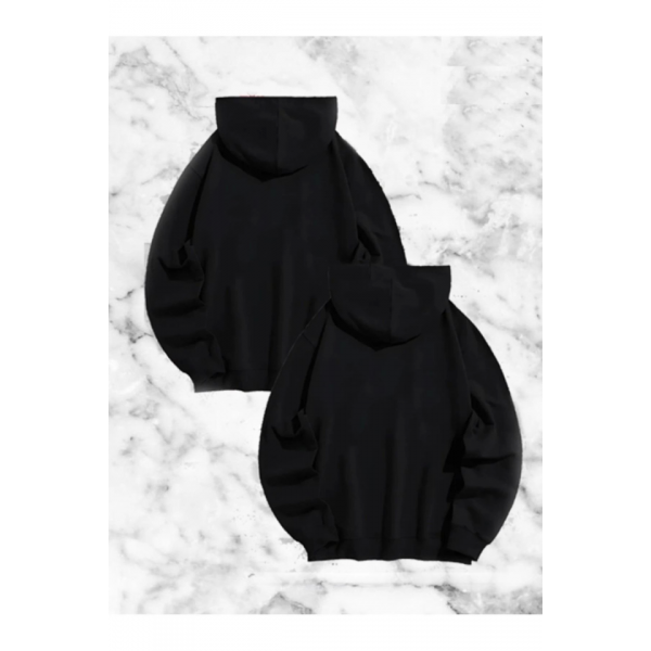 Örümcek Baskılı Sevgili Çift Kombini Kapüşonlu Sweatshirt - Hodie - Siyah
