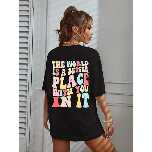 Bisiklet Yaka Baskılı T-shirt - Siyah