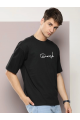Erkek Baskılı Oversize T-shirt - Siyah
