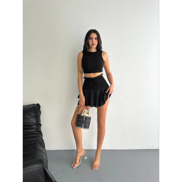 Ayrobin Şortlu Etek - Siyah