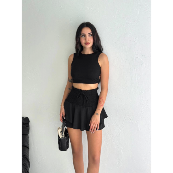 Ayrobin Şortlu Etek - Siyah