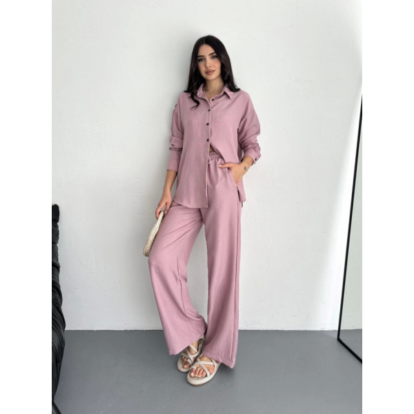 Gömlek Pantolon Ikili Takım - Toz Pembe
