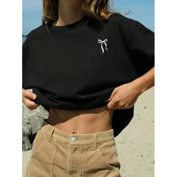 Fiyonk Baskılı Siyah Oversize Unisex T-shirt- Siyah