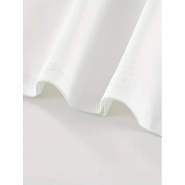 New York Baskılı Oversize Bisiklet Yaka T-shirt - Beyaz