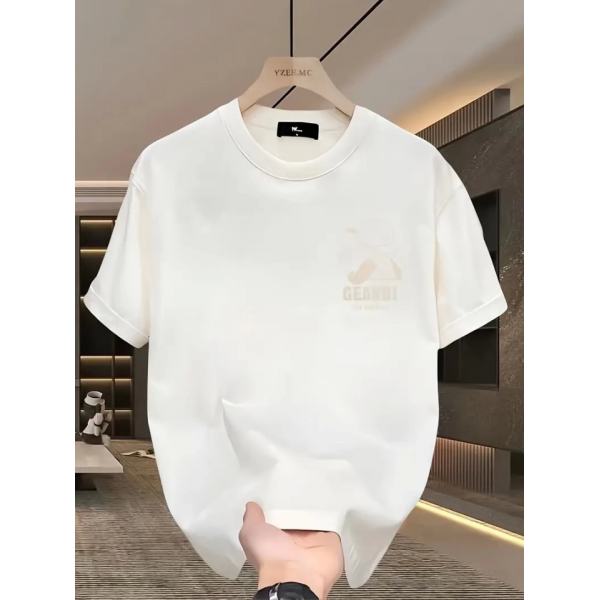 Geniş Kesim Pamuklu Tişört - GANDHI The Project Baskılı, Beyaz, Rahat Kesim, Kısa Kollu, Günlük Kıyafet, Her Gün Giyilebilecek Tişört- Beyaz