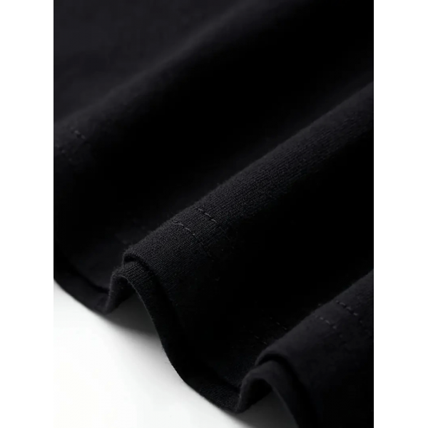 Geniş Kesim Pamuklu Tişört - GANDHI The Project Baskılı, Siyah, Rahat Kesim, Kısa Kollu, Günlük Kıyafet, Her Gün Giyilebilecek Tişört- Siyah