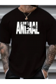 ANIMAL Desen Baskı Erkek Oversive Tişört, Grafik Tişört Erkek Yazlık Outdoor Kıyafetleri, Sporda Ve Günlük Giyime Uygun  - Siyah