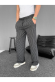 Su Yolu Çizgili Cepli Pantalon - Siyah