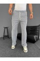 Su Yolu Çizgili Cepli Pantalon - Gri