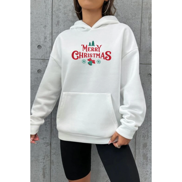 Merry Chrıstmas Sweatshirt - Hodie - Beyaz