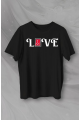 Sevgililer Günü İçin Özel Tasarım Love Baskılı T-shirt - Siyah