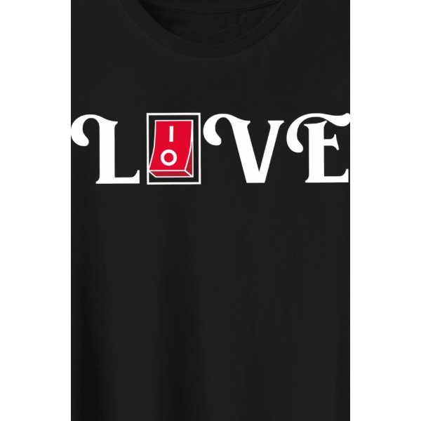 Sevgililer Günü İçin Özel Tasarım Love Baskılı T-shirt - Siyah