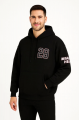 Üç İplik Kapüşonlu Ön Ve Arka Baskılı SweatShirt Hoodie - Siyah