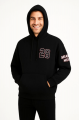 Üç İplik Kapüşonlu Ön Ve Arka Baskılı SweatShirt Hoodie - Siyah