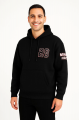 Üç İplik Kapüşonlu Ön Ve Arka Baskılı SweatShirt Hoodie - Siyah