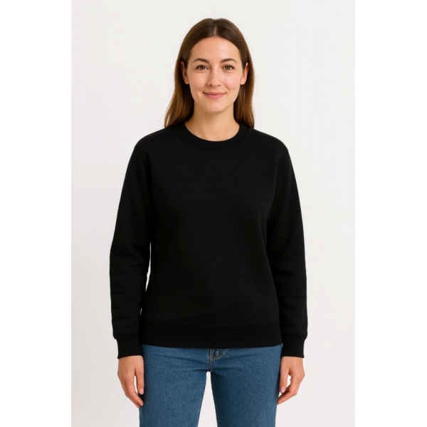 Üç İplik Düz Bisiklet Yaka SweatShirt  - Siyah
