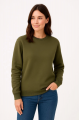 Üç İplik Düz Bisiklet Yaka SweatShirt - Haki