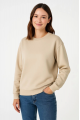 Üç İplik Düz Bisiklet Yaka SweatShirt - Bej