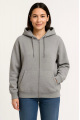 Üç İplik Kapüşonlu Tam Fermuarlı Kanguru Çepli SweatShirt Hoodie - Gri