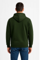 Erkek Üç İplik Kapüşonlu Tam Fermuarlı Kanguru Çepli SweatShirt Hoodie - Haki