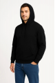 Erkek Üç İplik Kapüşonlu Kanguru Cepli SweatShirt Hoodie - Siyah