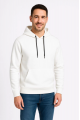 Erkek Üç İplik Kapüşonlu Kanguru Cepli SweatShirt Hoodie - Beyaz