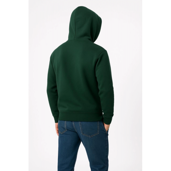 Erkek Üç İplik Kapüşonlu Kanguru Cepli SweatShirt Hoodie - Haki