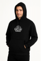 Erkek Üç İplik Kapüşonlu Ön Ve Arka Baskılı SweatShirt Hoodie - Siyah