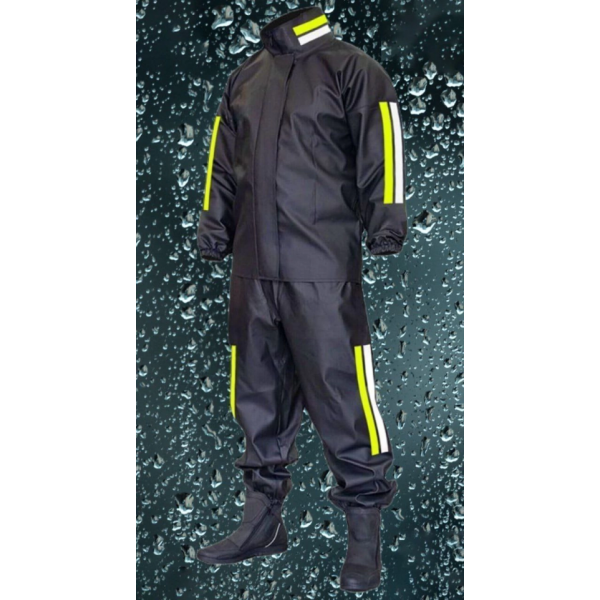 Premium Motorcu Kurye Yağmurluk Takım Su Geçirmez PVC Kumaş Reflektörlü TÜBİTAK Onaylı - Siyah