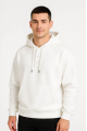 Erkek Ovarsize Kapüşonlu Swetshirt Kanguru Çepli Cıtcıtlı 3 Iplik Şardonlu Hoodie - Beyaz