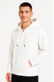Erkek Ovarsize Kapüşonlu Swetshirt Kanguru Çepli Cıtcıtlı 3 Iplik Şardonlu Hoodie - Beyaz