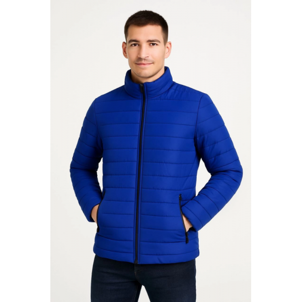 Erkek Bomber Mont Ceket – Su İtici Kumaş, Kapitone Astarlı, Fermuarlı, Kışlık - Saks Mavisi