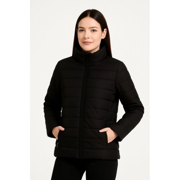 Bomber Mont Ceket – Su İtici Kumaş, Kapitone Astarlı, Fermuarlı, Kışlık - Siyah