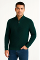 Erkek Yarım Fermuarlı Triko Kazak – Selanik Örgü, Dik Yaka, Pamuklu Dokuma, Regular Fit Uzun Kollu Kışlık Model - Haki