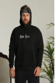 Erkek Kapşonlu Sweatshirt – Oversize Üç İplik Şardonlu Hoodie, “Other Lives” Ön - Arka Baskılı, Kanguru Cepli, Kışlık Rahat Günlük Stil - Siyah