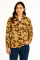 KADIN Yarım Fermuarlı Desenli Polar Sweat Yakalı, Uzun Kollu, Oversize Rahat Kalıp - Kahverengi
