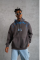 Erkek Yıldırım Baskılı Kapşonlu Sweatshirt - Gri